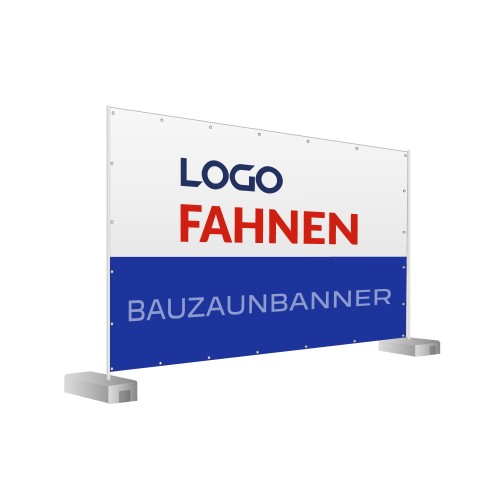 Textil Bauzaunbanner blauweiß mit Logo