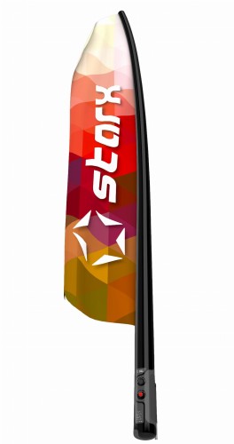 pneufahne Starx mit bunte Fahne und schwarzer Mast