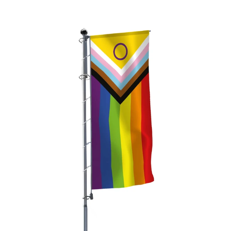 progress pride fahne vrtikal form af den mast gehisst