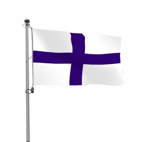 Evangelische Fahne blauer Kreuz auf weisse Hintergrund