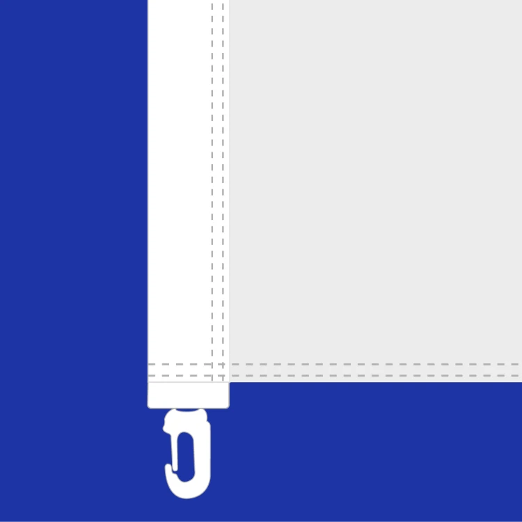 unterer Teil der Flagge mit Karabinerhaken