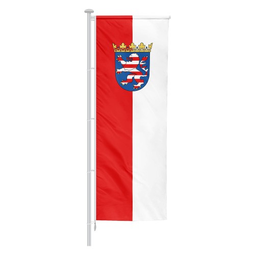 Hessen Landesflagge mit Wappen für Masten mit Ausleger.jpg