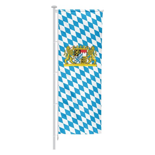 Bayern Raute Ausleger Hissflage Hochformat mit Wappen kleine Raute.jpg