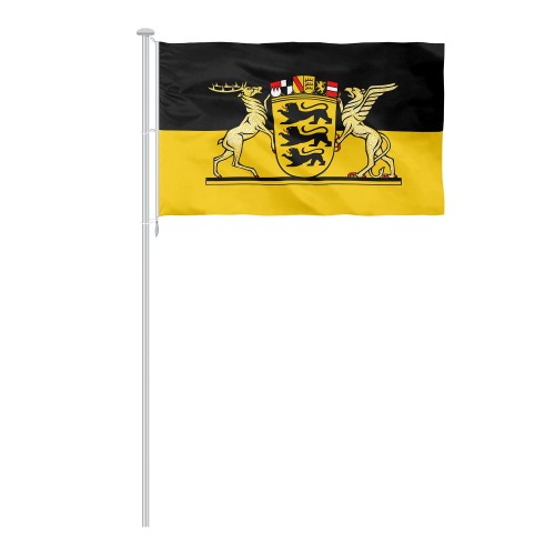 Baden-Württenberg Flagge mit einem großen Wappen.jpg