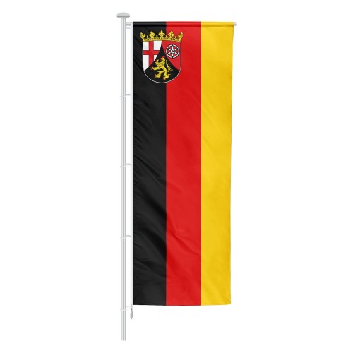 Rheinland-Pfalz Bundeslandesflagge mit Wappen für Masten mit Ausleger