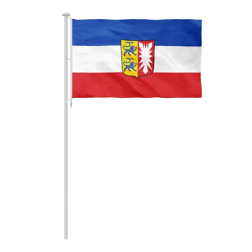 Schleswig-Holstein mit Wappen Flagge Querformat