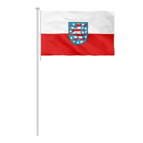 Landflagge Türingen im Querformat mit Wappen