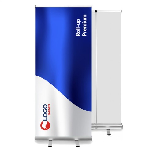 roll-up premium logo fahnen silber fuß