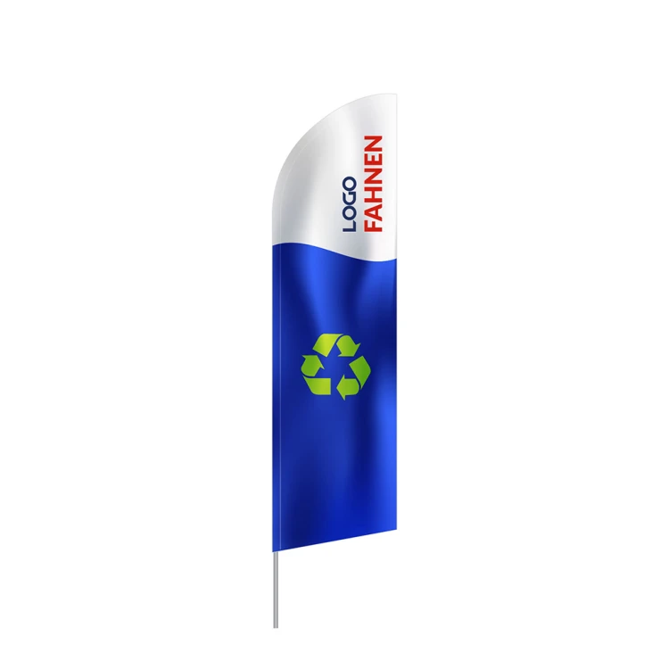 Schräg geschnittene Beachflagge aus Öko-Material